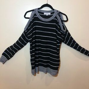 Black and white cut out sleeve sweater